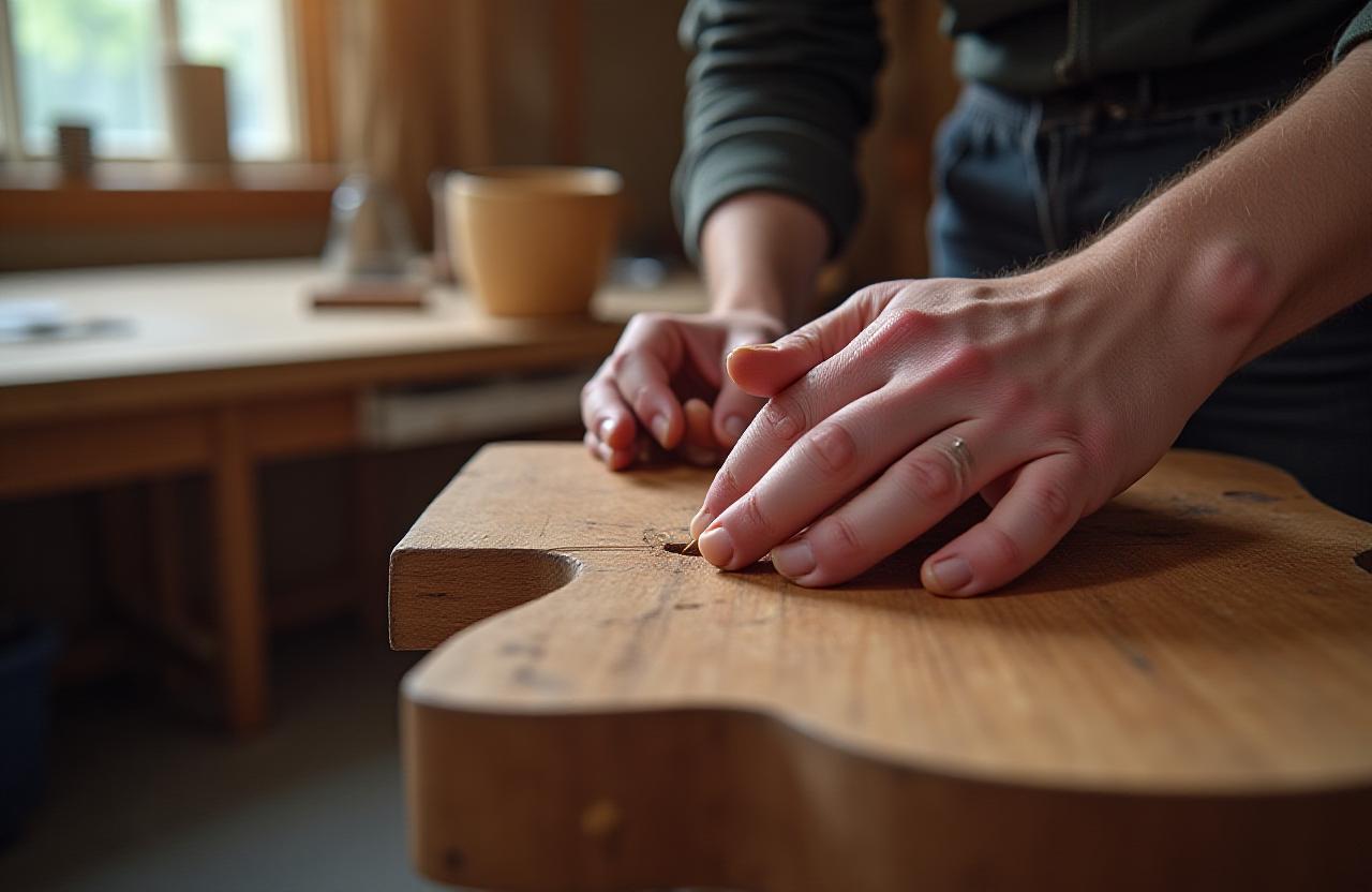Focus su dettaglio di incastro in legno artigianale